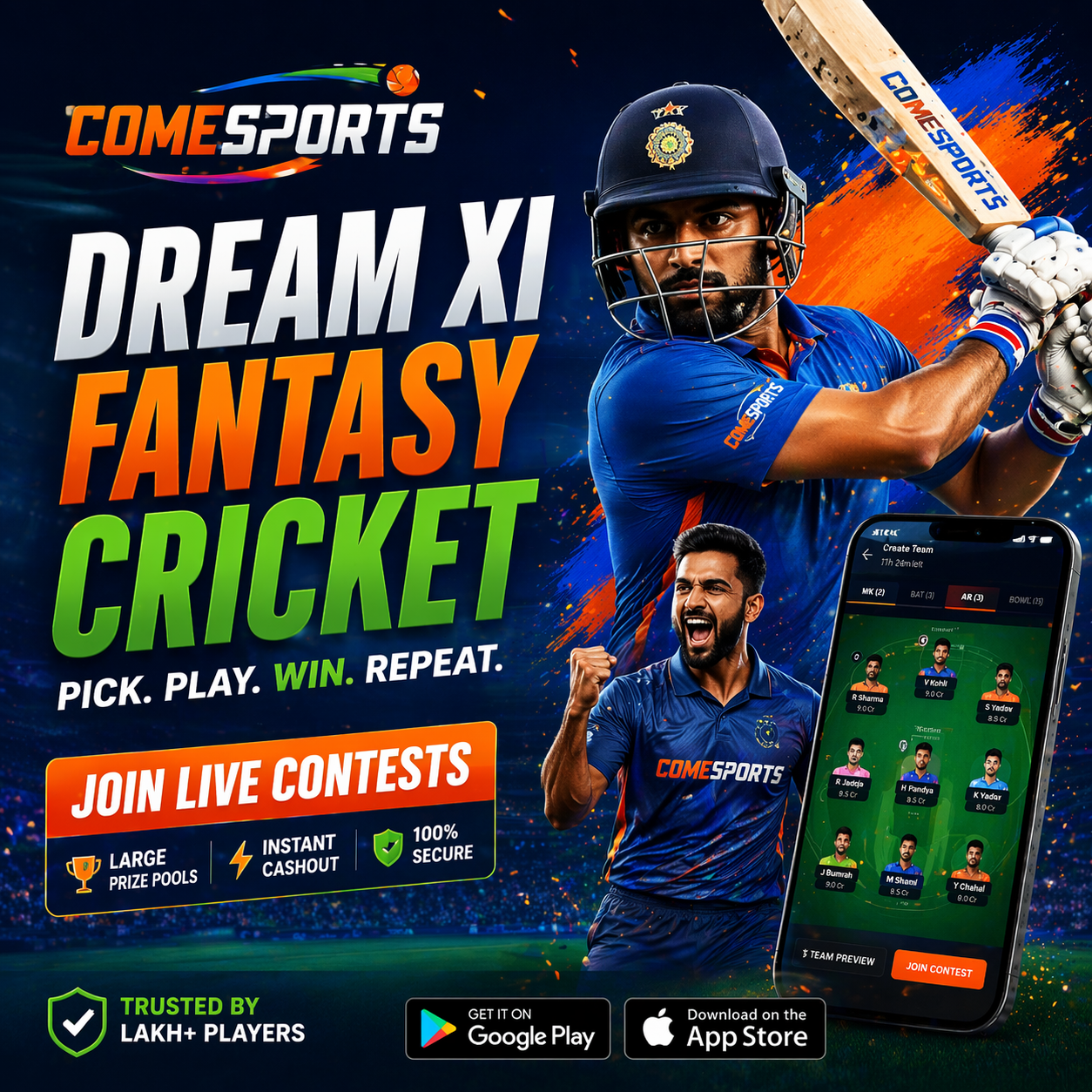 CRICKET DOWNLOAD fantasy sports main visual